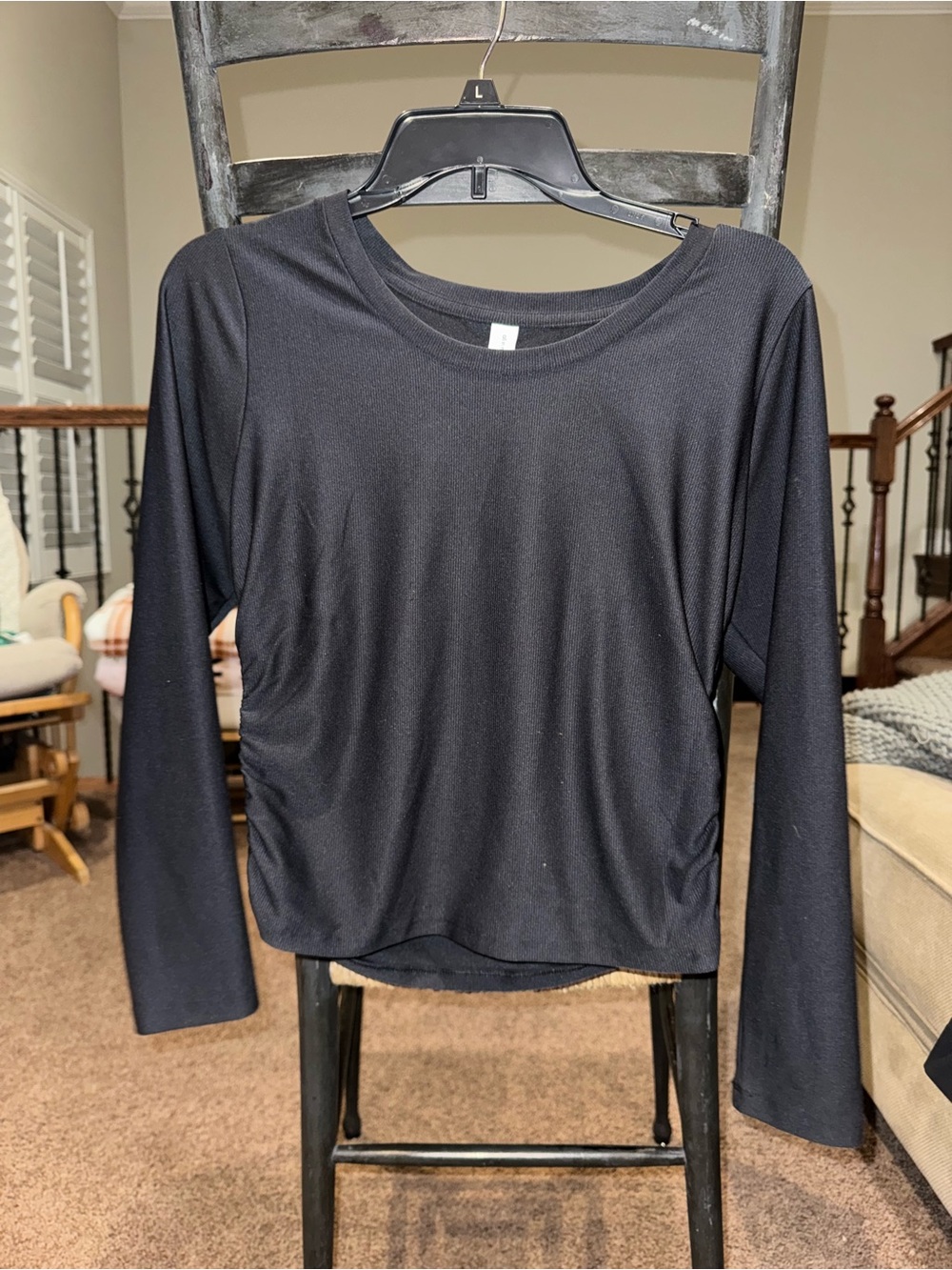 Black All in Motion Long-Sleeve Ruched Women’s Top